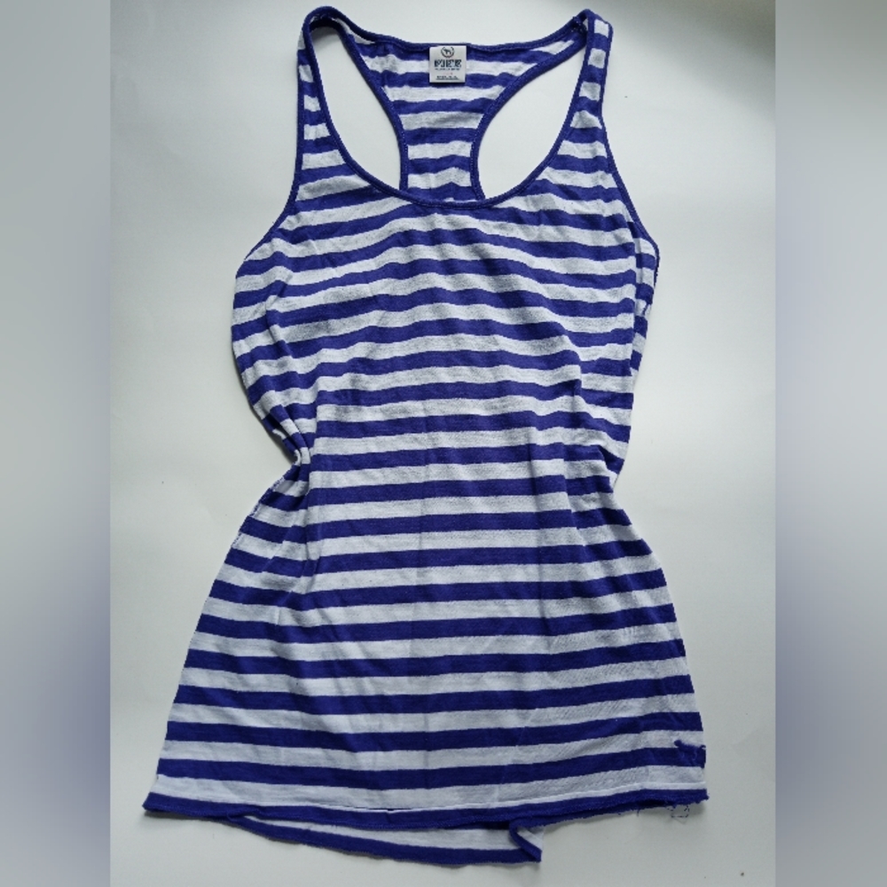 PINK Victoria's Secret Striped Racerback Tank Top Sleeveless Shirt Tee Size L